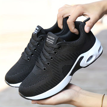 Women'S Breathable Mesh Sneakers with Cushioned Sole - All-Season Casual & Athletic Shoes, Lace-Up Design for Running, Walking, Travel - Lightweight & Comfortable for Everyday Wear, Ladies Sneakers, Walking Shoes, Sleek Shoe
