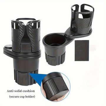 Dual Car Cup Holder Expander with Adjustable Base