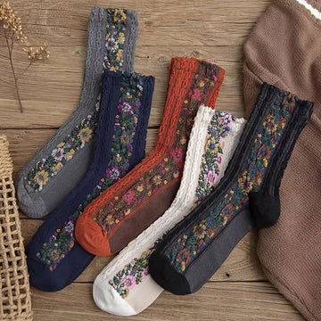 Palace Style Retro Floral Socks for Women,/MH