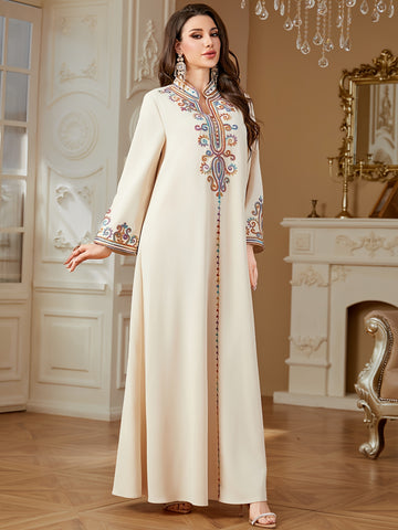 Women'S Elegant Ramadan Kaftan Dress - Long Sleeve, V-Neck,women fashion'/ MH