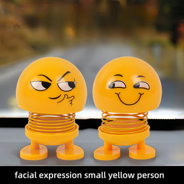 Cute Smiling Face Car Dashboard Bobbleheads - Spring-Loaded Vehicle Decor