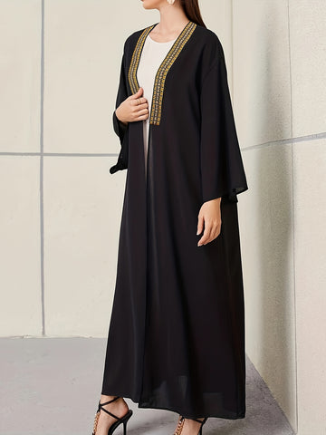 Ramadan Gold Embroidered Kaftan, Modest Long Sleeve '/MH