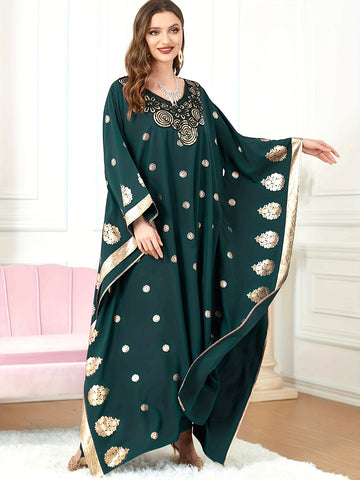 Middle Eastern Elegance Women's Floral Print Abaya./MH