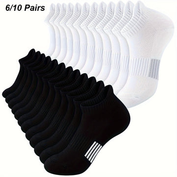 3/6/10 Pairs Outdoor Sports Socks, Women's Athletic Running Comfort Running Socks Cushioned Low Cut Socks