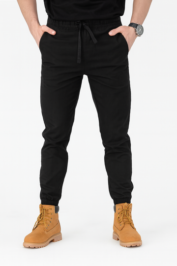 "Men’s Black Slim Fit Jogger Pants with Drawstring – Casual & Stylish" /MH