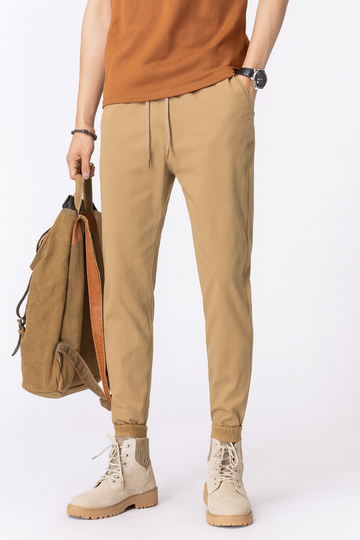 Men’s Casual Beige Jogger Pants with Drawstring' /MH