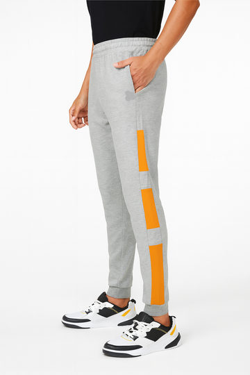 Men’s Grey Joggers with Orange Stripe Panels./MH