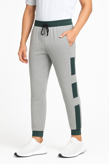 Men’s Grey Joggers with Dark Black Stripe Panels'/ MH