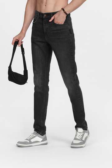 "Men’s Slim Fit Black Washed Denim Jeans" /MH