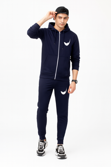 Men’s Zip-Up Tracksuit – Hoodie & Joggers Set in Navy Blue./MH