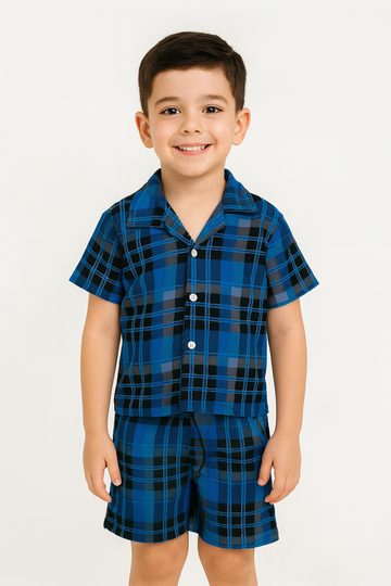 Boys’ Turkish Collar Short-Sleeve Shirt & Shorts Set I MH
