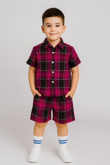 Bold Plaid Explorer: Boys’ Shirt & Short Set I MH