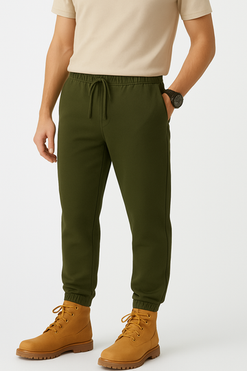 Men’s Olive Green Elastic Waist Jogger Chinos'/MH