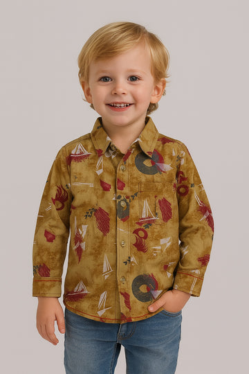 Adventure Sail Print Cotton Shirt for Boys MH