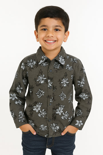 Olive Bloom Boys’ Floral Button-Down Shirt MH