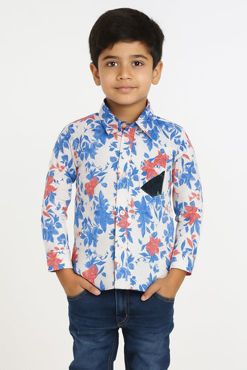 Coral & Cobalt Boys’ Floral Button-Down Shirt MH