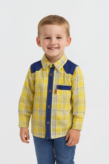 Navy Yoke Mustard Plaid Button-Down Shirt | MH