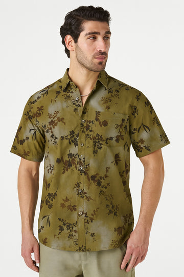 Olive Breeze Floral Print Men's Shirt / MH