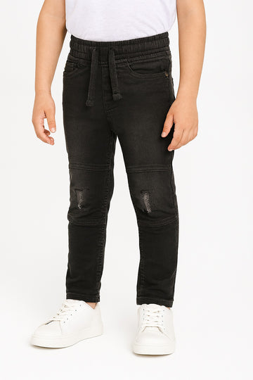 Kids' Knee Stitch Detailing Cotton Denim Pants I MH