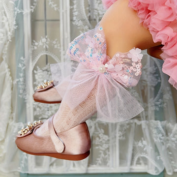 1/3 Pairs Of Girl's Cute Knee-High Socks with A Big Bow, Comfy And Breathable Socks for Daily Wearing
