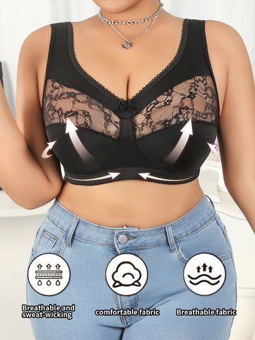 Plus Size Sexy Lace Shaping Bra - Breathable & Sweat-Wicking, /MH