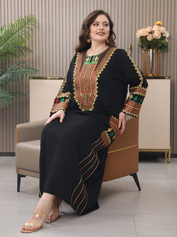 Oriental Embroidered Arab Plus Size Women's Elegant Dress JALABIA ./MH