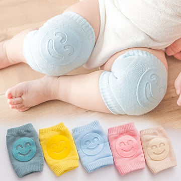 A Pair Four Seasons Fur Ring Baby Leg Protector, Elbow Toddler Crawling Baby Happy Face Knee Brace Non-slip Socks, Adjustable Elastic Neutral, As Halloween, Chrismas Gift