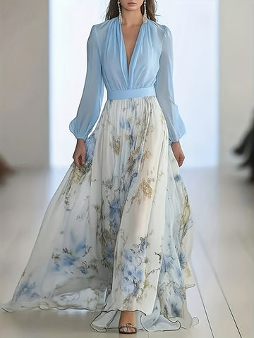 Elegant Women'S Bohemian Chiffon Maxi Dress ./MH