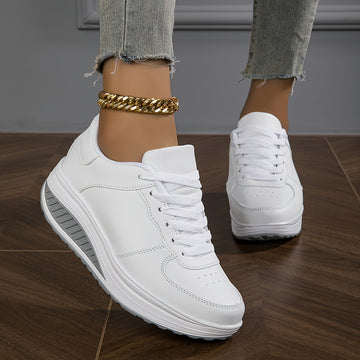 Women's Platform Sneakers, Casual Lace Up Outdoor Shoes, Comfortable Low Top Sport Shoes Autumn Shoe
