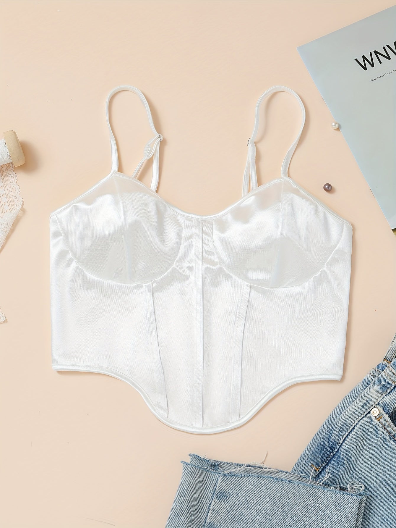 Chic Light Purple Satin Corset Crop Top .