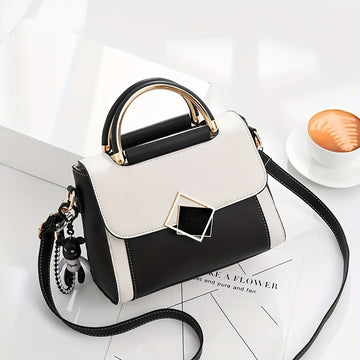 Trendy Colorblock Square Shoulder Bag, All-Match Classic Top Handle Crossbody Wallet For Women