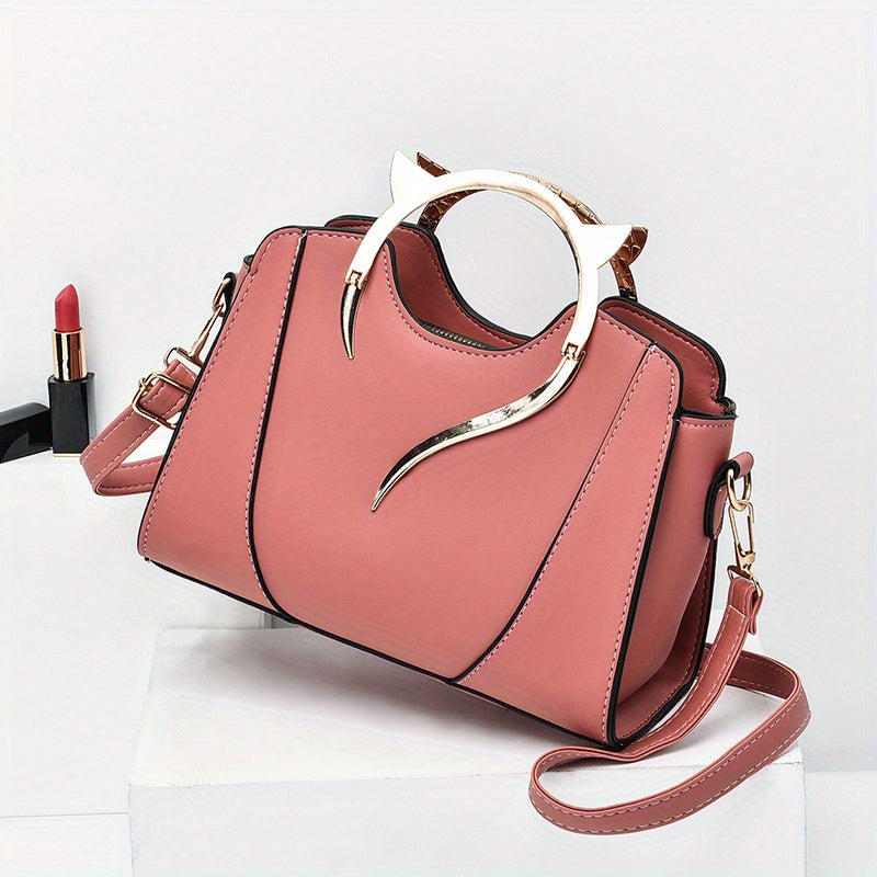 Whimsical Cat Ear Tote Satchel Bag - Classic Shoulder Bag with Adjustable Top Handles, All-Match Design, Spacious Interior, and Stylish Cat Ear Accents for Women