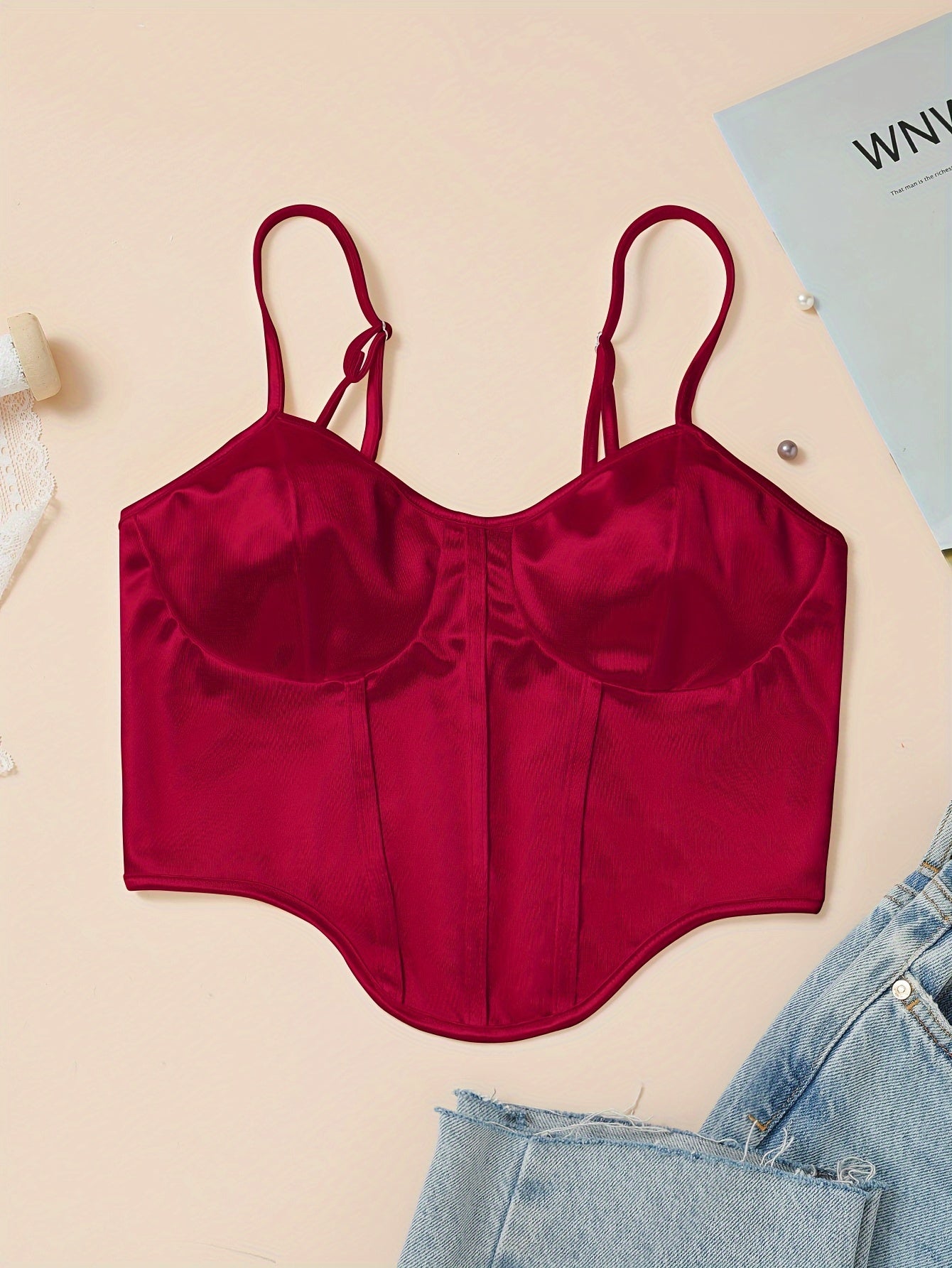 Chic Light Purple Satin Corset Crop Top .