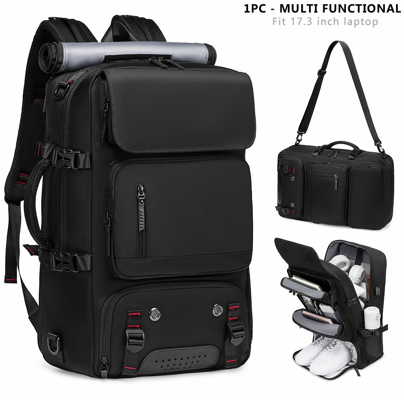 Versatile Large-Capacity Backpack for Men & Women - Durable Hiking & Camping Bag with Shoe Compartment, USB Charging Port, and Multiple Pockets - Ideal for Business and Personal Gifts, Camping Backpack