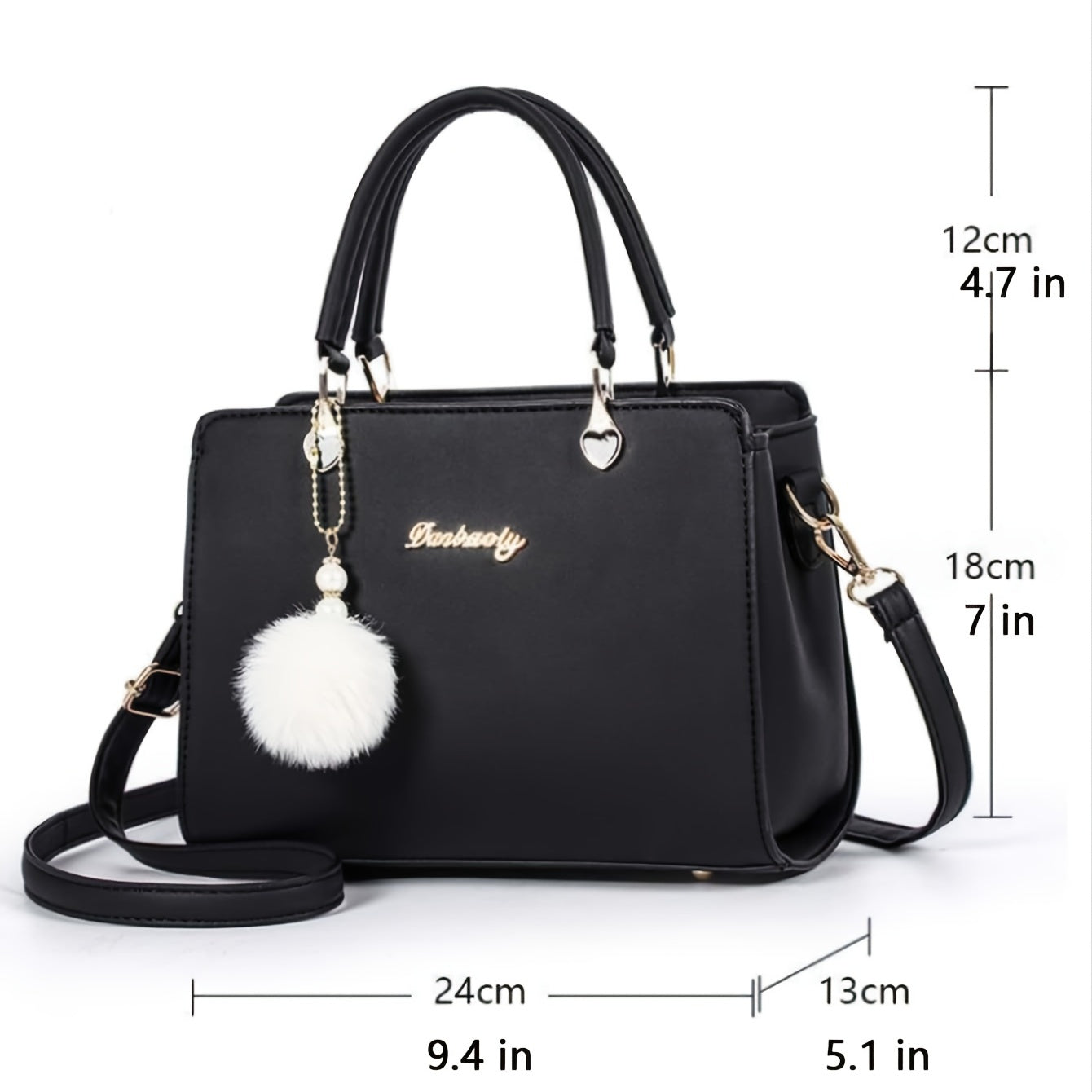 Letter Decor Satchel Bag, Stylish Top Handle Purse, Large Capacity Shoulder Office & Work Bag