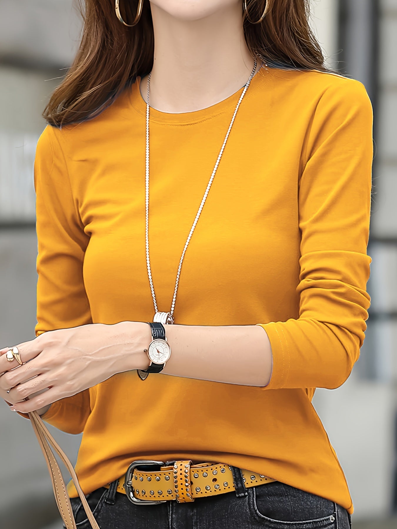 Women'S Elegant Crew Neck T-Shirt,