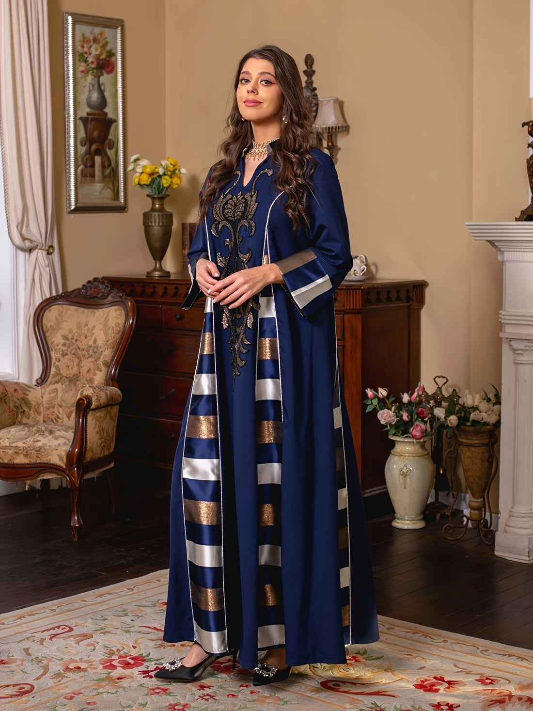 Oriented Spot Middle East Dubai Muslim Women's Abaya Long Dress ./MH
