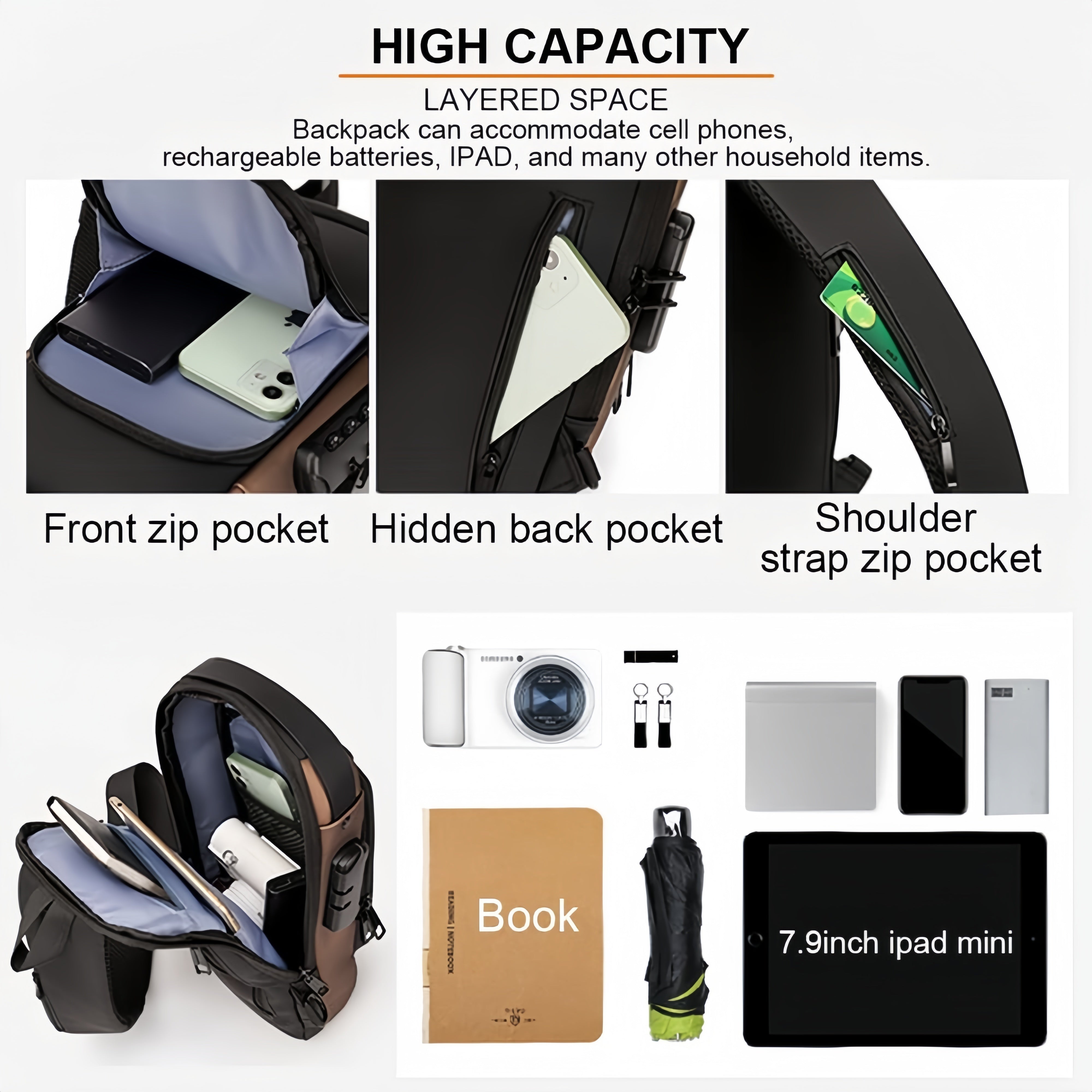 1pc Multi-functional Trendy Sling Bag With Password Lock, Leisure Travel Sport Chest Bag, Wear-resistant Crossbody Bag For Hanging Out & Daily Commute, Suit For Men And Women