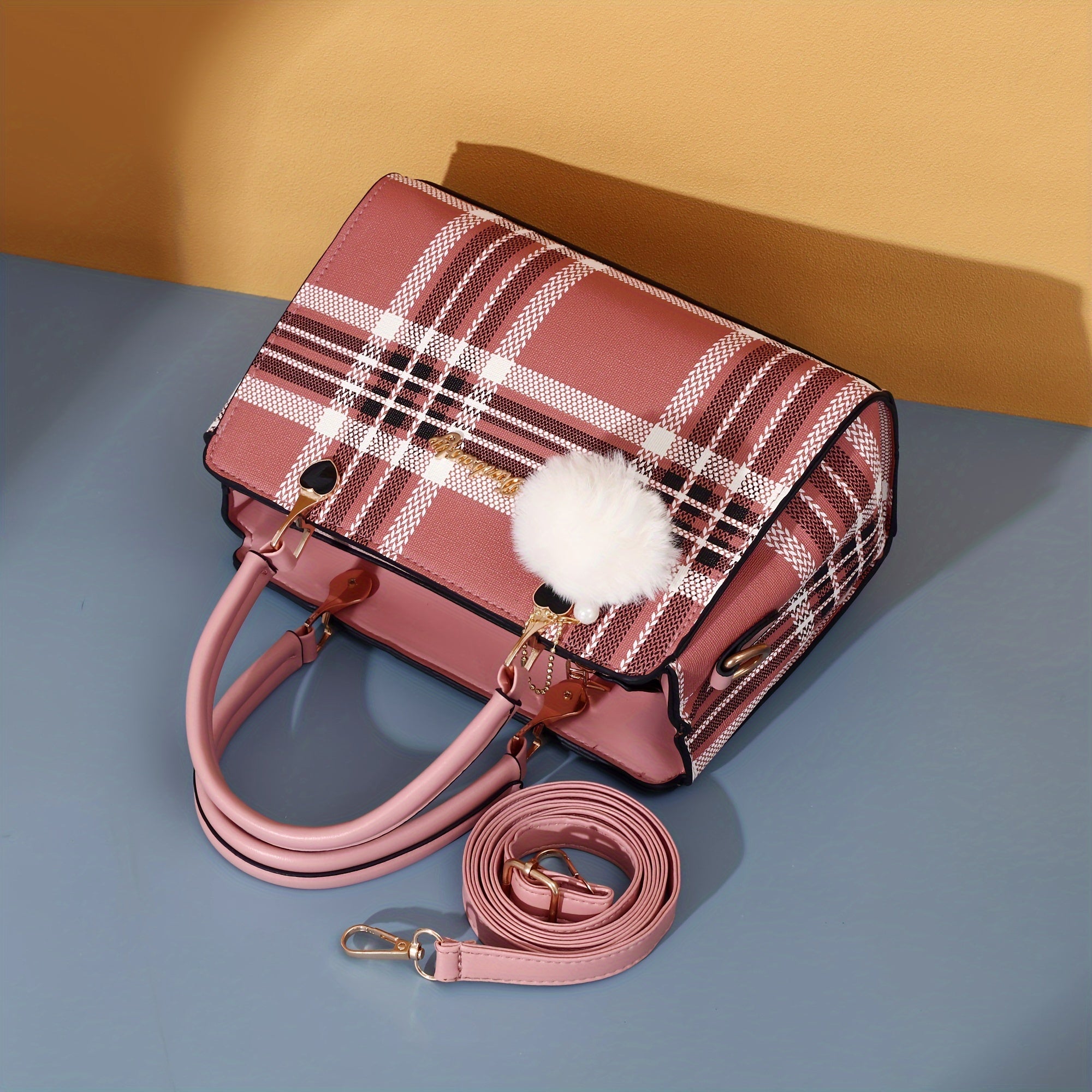 Letter Decor Satchel Bag, Stylish Top Handle Purse, Large Capacity Shoulder Office & Work Bag