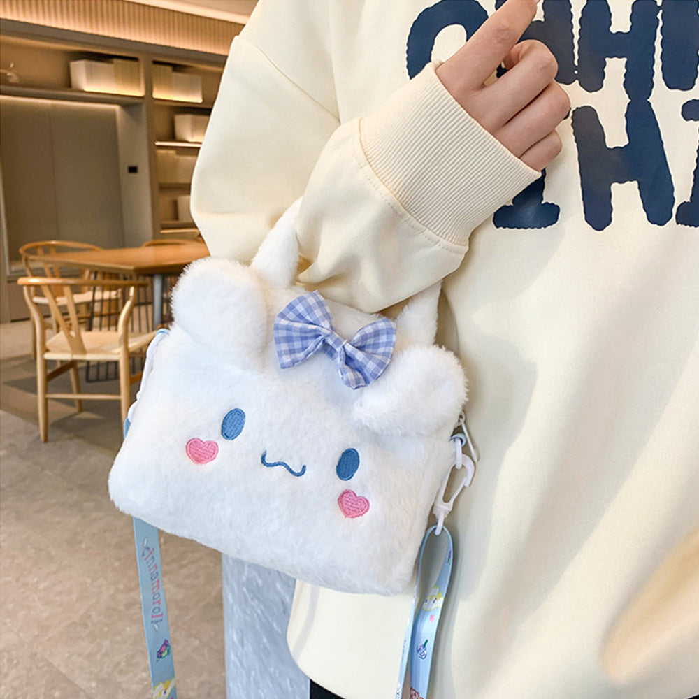Sanrio Plush Tote Bag, Kawaii Kuromi Cinnamoroll Melody Cartoon Anime Handbag, Adjustable Strap Crossbody Bag, Travel Storage Bag For Women Girls