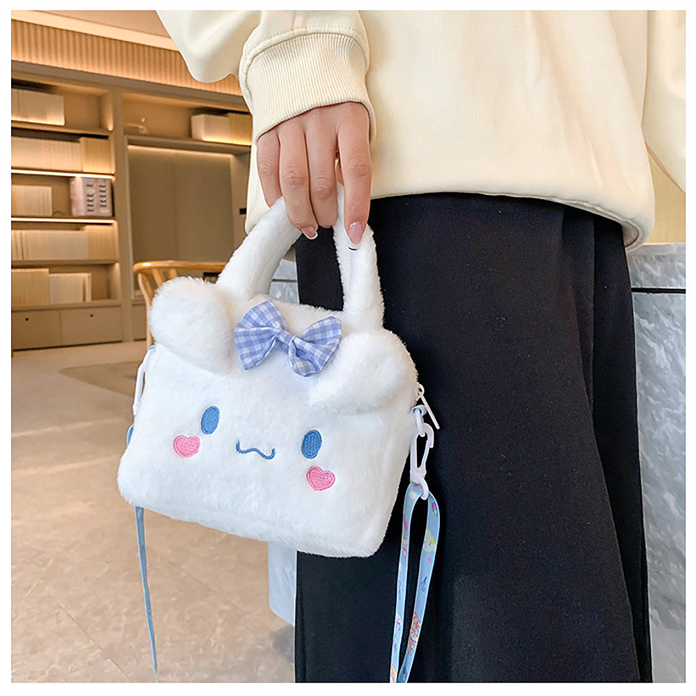 Sanrio Plush Tote Bag, Kawaii Kuromi Cinnamoroll Melody Cartoon Anime Handbag, Adjustable Strap Crossbody Bag, Travel Storage Bag For Women Girls
