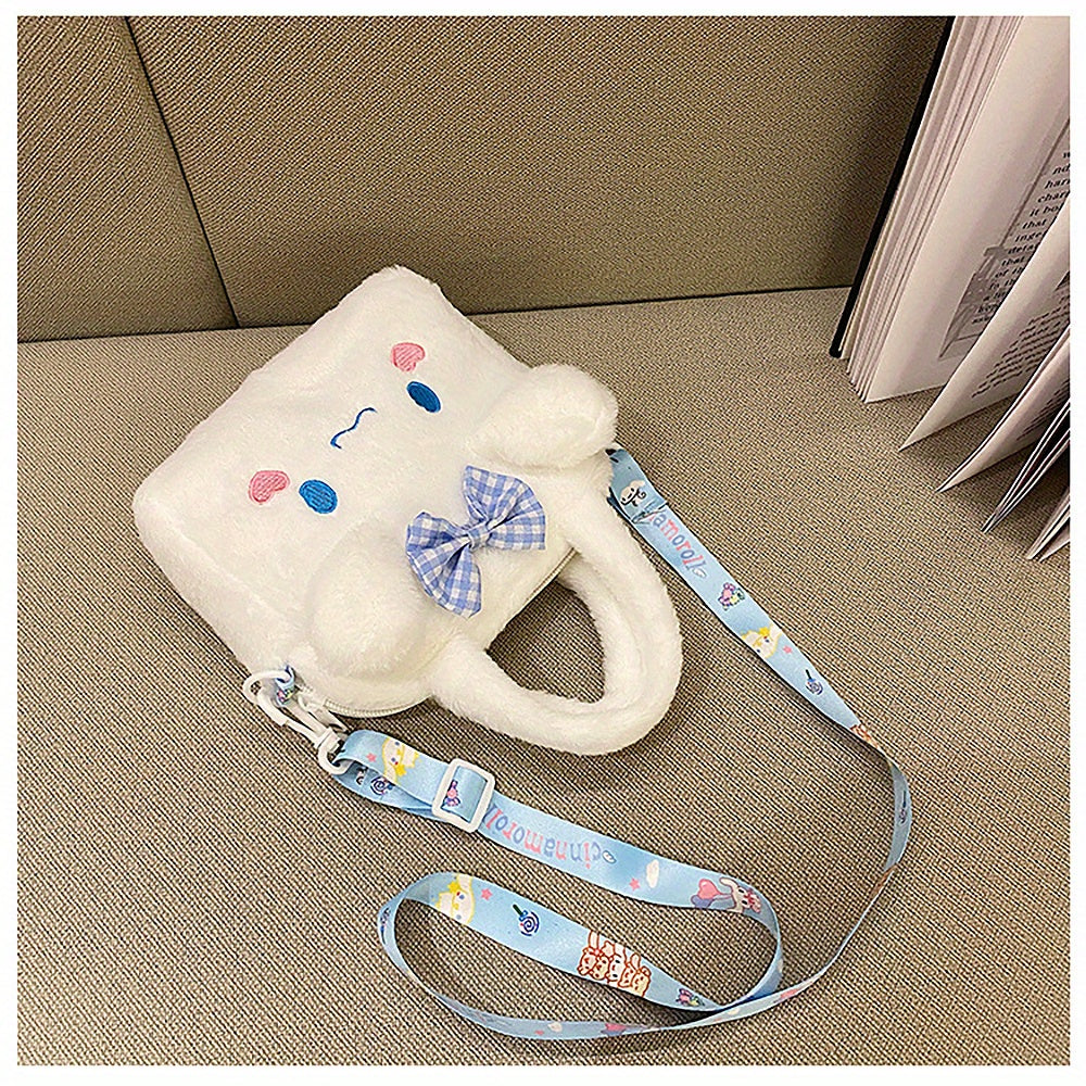 Sanrio Plush Tote Bag, Kawaii Kuromi Cinnamoroll Melody Cartoon Anime Handbag, Adjustable Strap Crossbody Bag, Travel Storage Bag For Women Girls