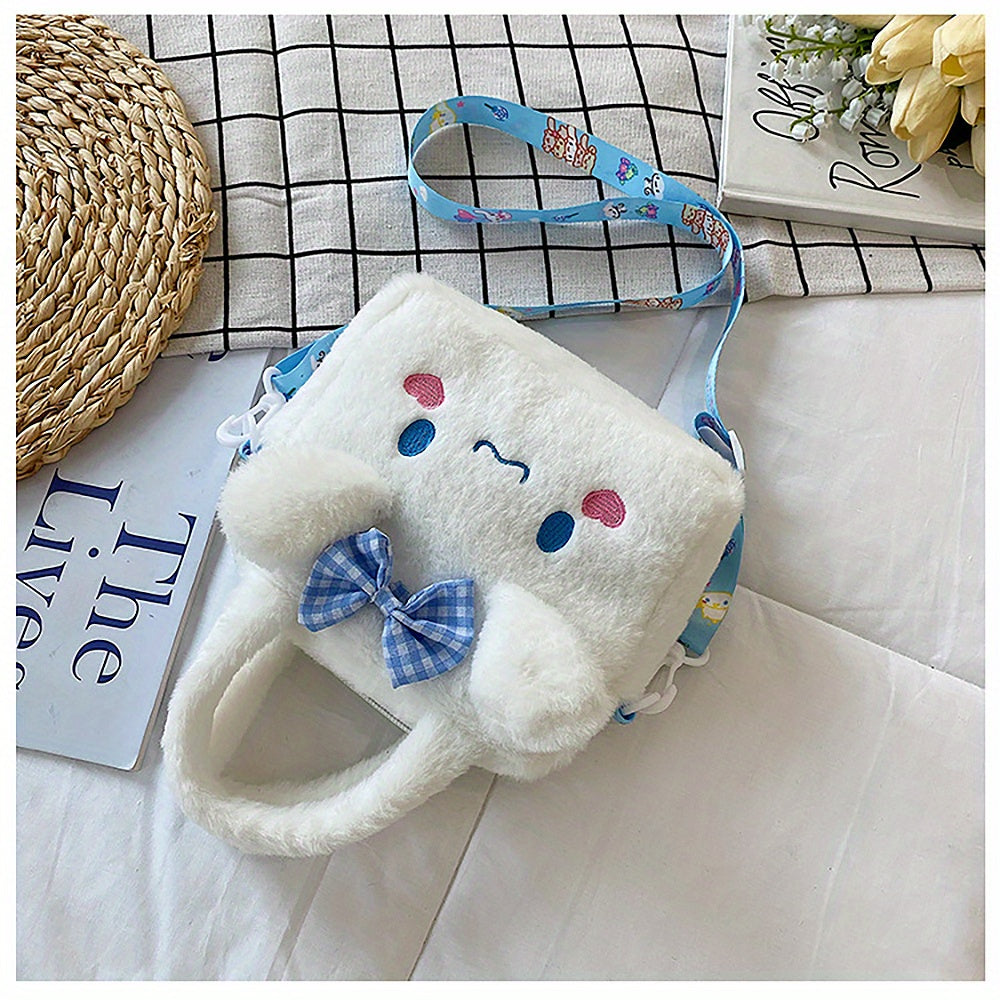 Sanrio Plush Tote Bag, Kawaii Kuromi Cinnamoroll Melody Cartoon Anime Handbag, Adjustable Strap Crossbody Bag, Travel Storage Bag For Women Girls