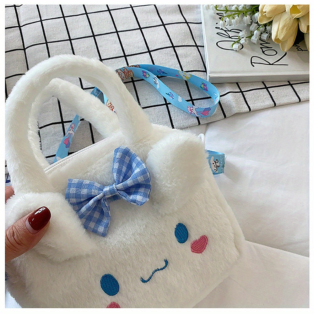 Sanrio Plush Tote Bag, Kawaii Kuromi Cinnamoroll Melody Cartoon Anime Handbag, Adjustable Strap Crossbody Bag, Travel Storage Bag For Women Girls