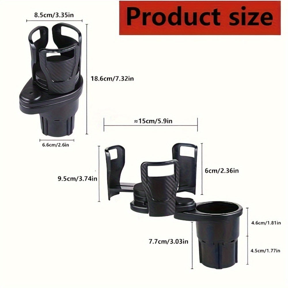 Dual Car Cup Holder Expander with Adjustable Base