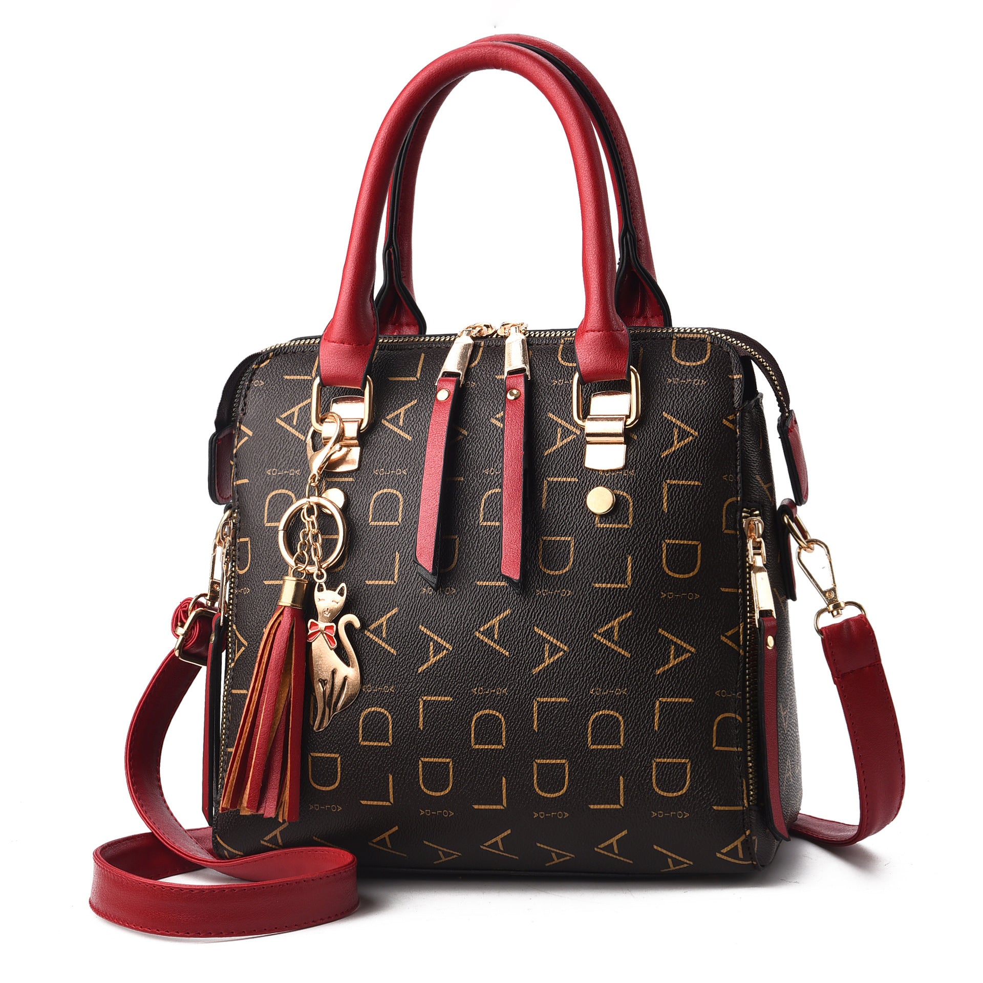 Letter Print Handbag, Tassel Decor Square Crossbody Bag, Women's Small Top Handle Purse