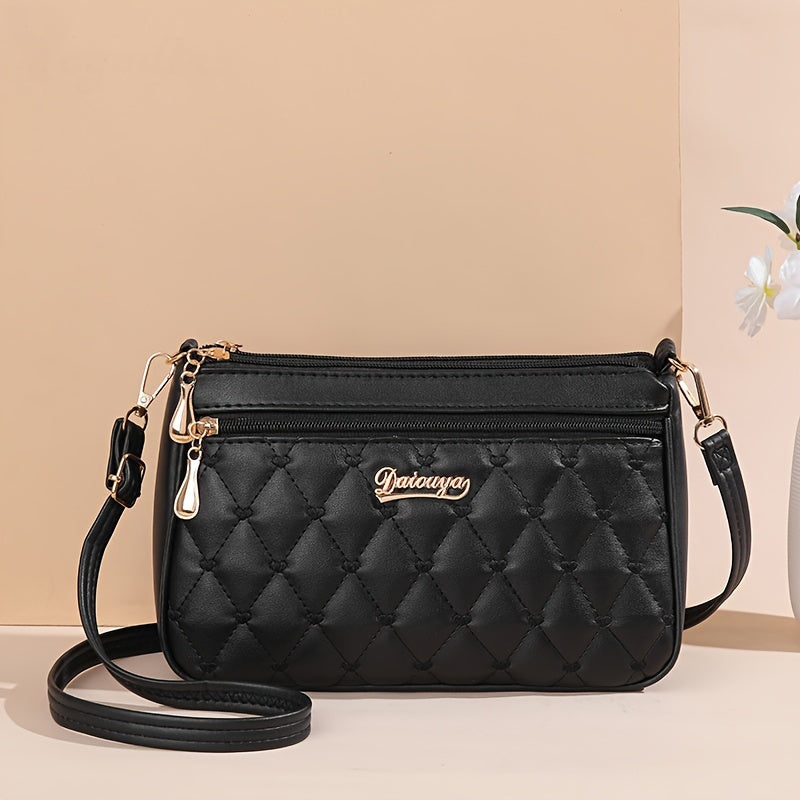 Fashionable Crossbody Bag with Multiple Layers And Large Capacity, Versatile Shoulder Bag for Women., Secure Travel Purse | Quilted Exterior Bag | Synthetic Synthetic Leather Bag