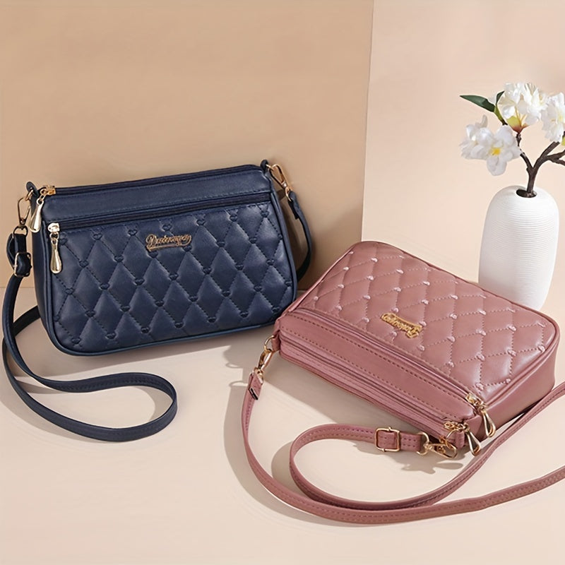 Fashionable Crossbody Bag with Multiple Layers And Large Capacity, Versatile Shoulder Bag for Women., Secure Travel Purse | Quilted Exterior Bag | Synthetic Synthetic Leather Bag