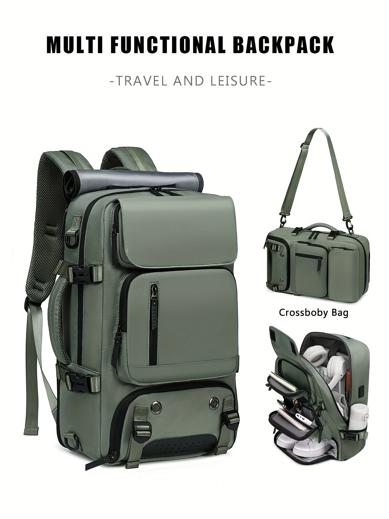 Versatile Large-Capacity Backpack for Men & Women - Durable Hiking & Camping Bag with Shoe Compartment, USB Charging Port, and Multiple Pockets - Ideal for Business and Personal Gifts, Camping Backpack