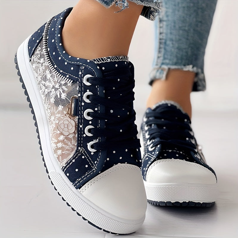 CHICME Women's Floral Mesh & Synthetic Cover Casual Sneakers .